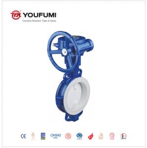 China Manual PTFE Lined Butterfly Valve PN16 DN80 Wafer Type Normal Temperature on sale