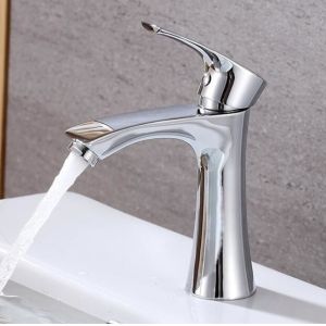 Brass Cartridge Bathroom Cold Only Faucets In SN Chrome