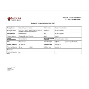 Mayland Houseware Company Limited Certifications