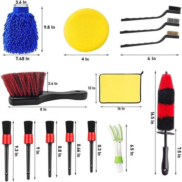Multifunctional Interior Car Detailing Brush 15pcs Woollywormit Wheel Brush