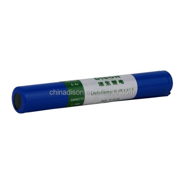 Cylindrical Lithium Ion Battery 6.4v 1.5Ah 9.6Wh LiFePo4 Battery Pack For Emergency Lighting