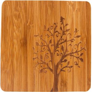 China square shape custom record coaster cup coaster with tree image for stylish design wholesale