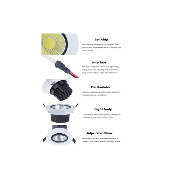 CE & Rohs & FC 10W COB LED Downlight Embedded Natural White LED Down Light Fixtures