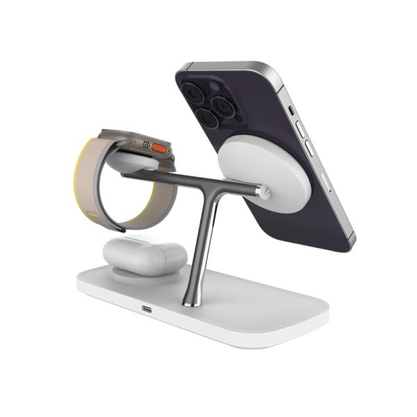 T269C Wireless Fast Charger With Night Light And ABS Zinc Alloy Support For Apple And Samsung Cell Phone Bracket