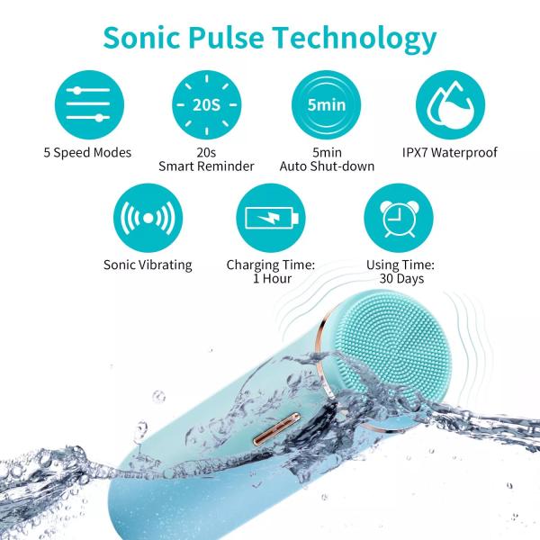 Silicone Facial Cleaning Brush Beauty Cleanser Vibrating Electric IPX7