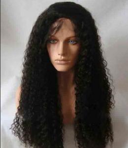 Black Long Natural Wave 18 remy human hair full lace wigs Tangle Free