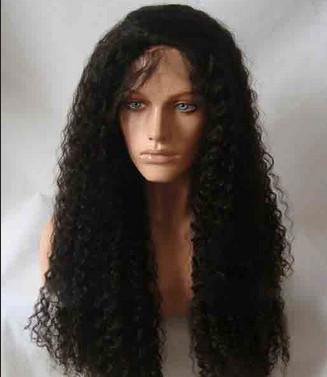 Quality Black Long Natural Wave 18" remy human hair full lace wigs Tangle Free for sale
