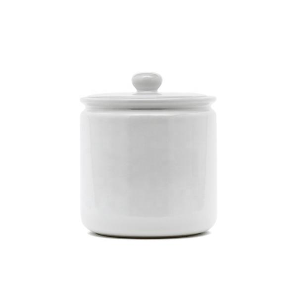 Airtight Household White Creative Stoneware Kitchen Coffee Sugar Flour Round Ceramic Canister With Lid
