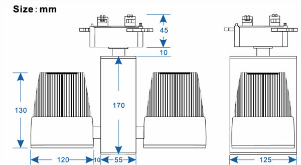 double-headed 2*30W COB LED Track light