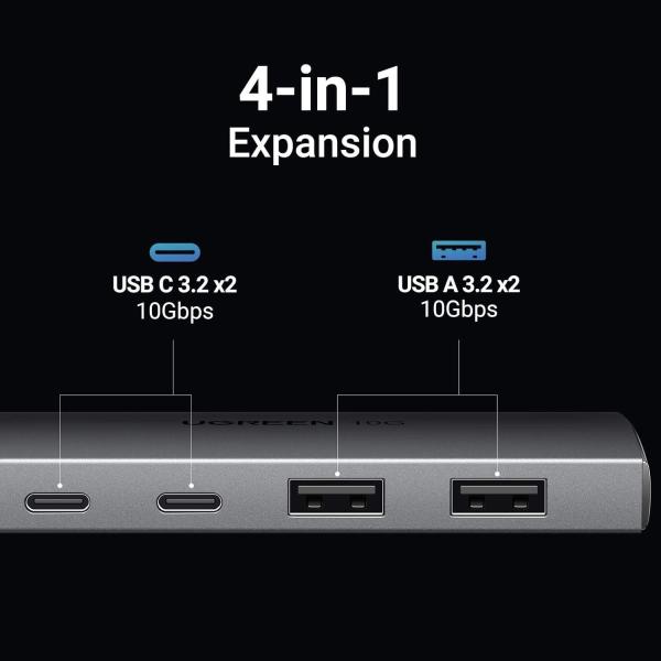 USB C Hub 10Gbps, 4 Ports USB 3.2 HUB with 2 USB-C 3.2 and 2 USB-A 3.2, USB Port Extender for MacBook