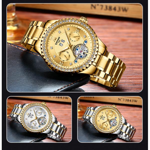 KINYUED Luxury Brand Watches Chronograph Men Sports Stainless Steel Waterproof Mechanical Watch