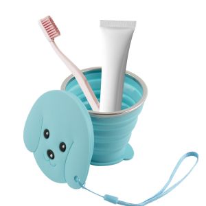 Customized Puppy Silicone Foldable Cup 180ml With Hand Strap
