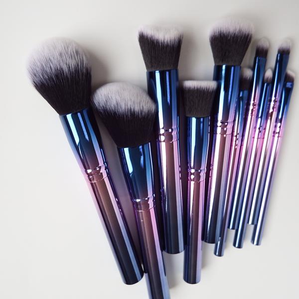 Perfect Kabuki Makeup Brush Set Soft And Silky Hair Gradient Metal Handle