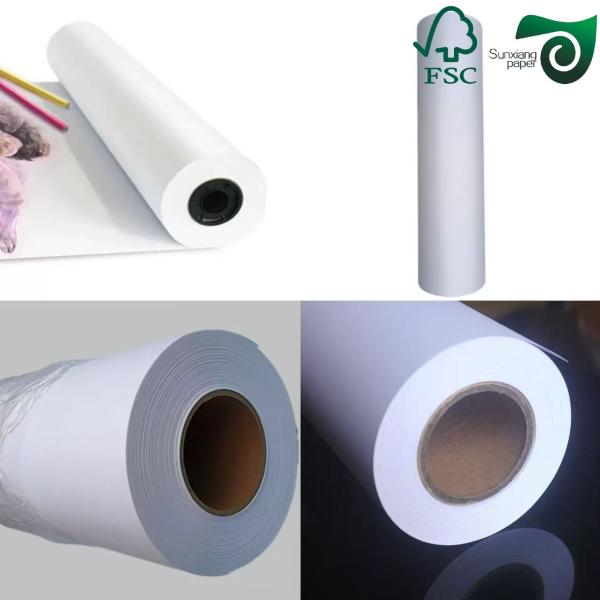 FSC White Bond Paper CAD Inkjet Printing Rolls 20lb 80gsm 24" 36" 150ft