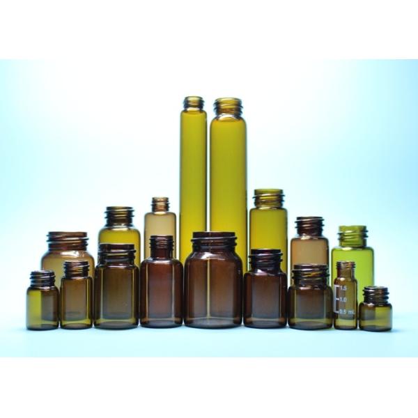 Clear and Amber Pharmaceutical or Cosmetic Threaded Top Glass Bottle Vial