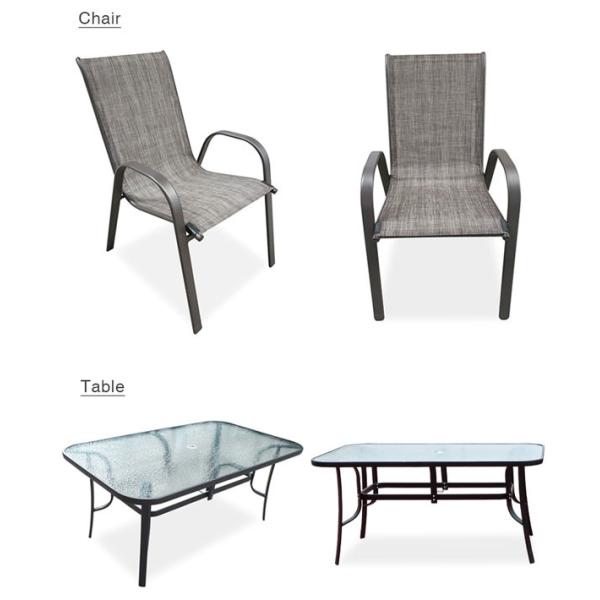 Garden Furniture Outdoor Patio Conversation Dining Set 7 Piece Modern Metal Steel