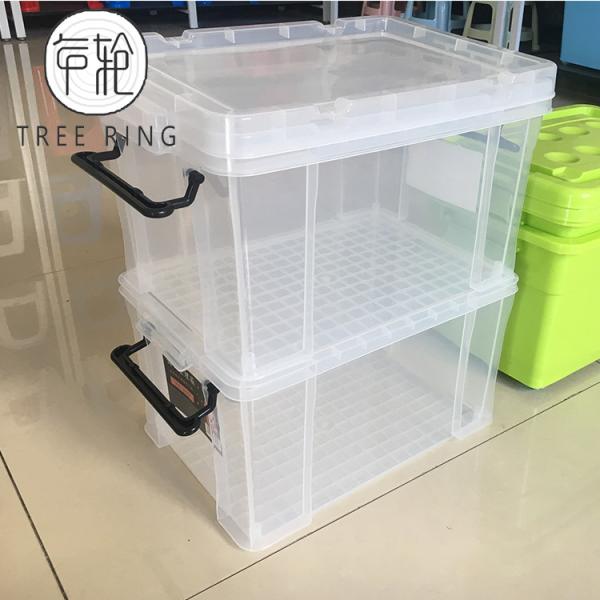 32 Liters Clear Plastic Foldable Container , Food Grade Plastic Stacking Crates