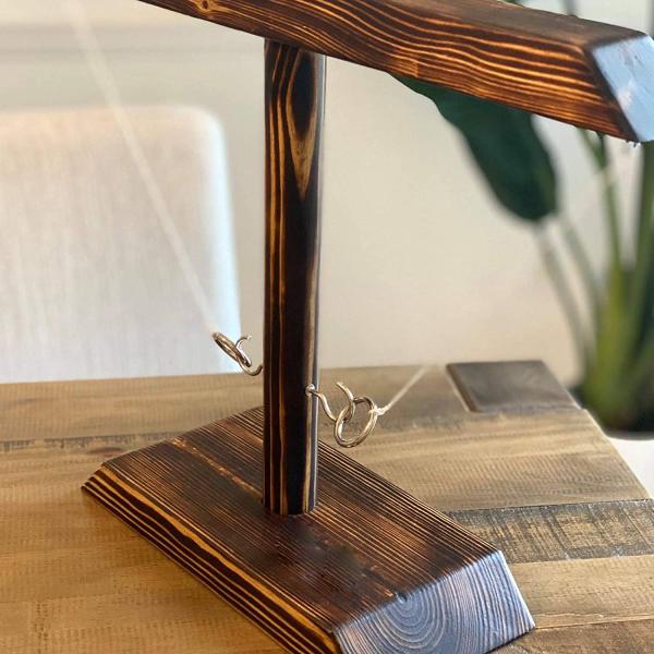 Handmade 8.5cm Wooden Doll House Toys Colored Rings Throwing Hooks