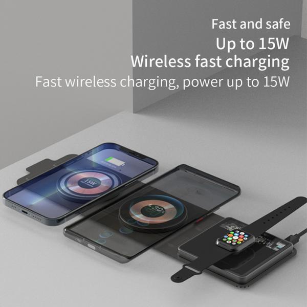 Transparent Portable Folding Fabric 15W Magnetic Qi Wireless Phone Charger For Iphone 14 Pro Max