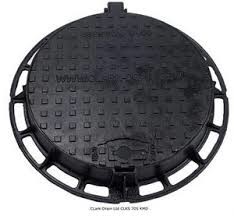Heavy Duty Fiberglass Composite Manhole Cover , Round Square Recessed Manhole