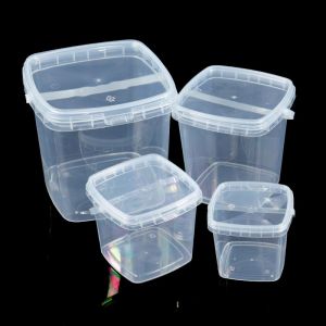Clear Plastic Container With Lid Ice Cream Bucket Food Storage Container Freezer