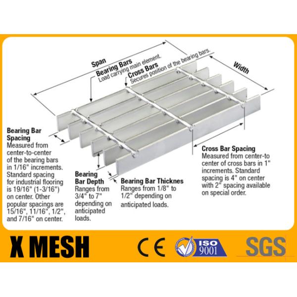 Plain Bar Welded Steel Grating Hot Galvanized 2000mm For Cement Plant