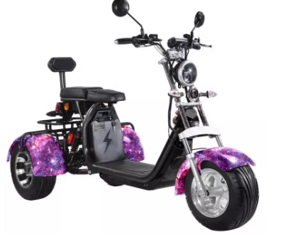 1000W 3 Wheel Harley Electric Scooter Bike Off Road Citycoco Fat Tire Old People Ride Tricycles