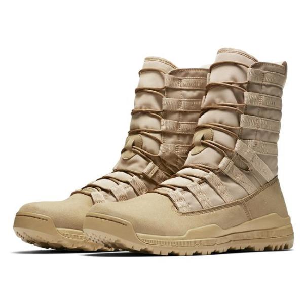 Khaki Genuine Leather Upper Boots Nylon Reinforced With Rubber Outsole