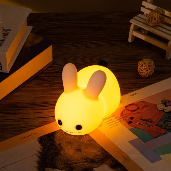 Rabbit Silicone Night Light For Kids 16 Color Changing Kids Night Light USB Baby Nursery Bedside Touch Lamp Night Lights