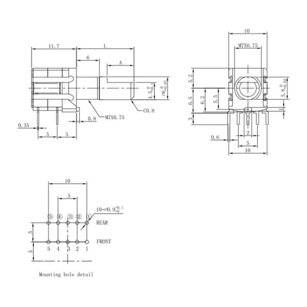 Gear Switch Carbon Composition Potentiometer 10mm Band Switch DC16V 0.1A