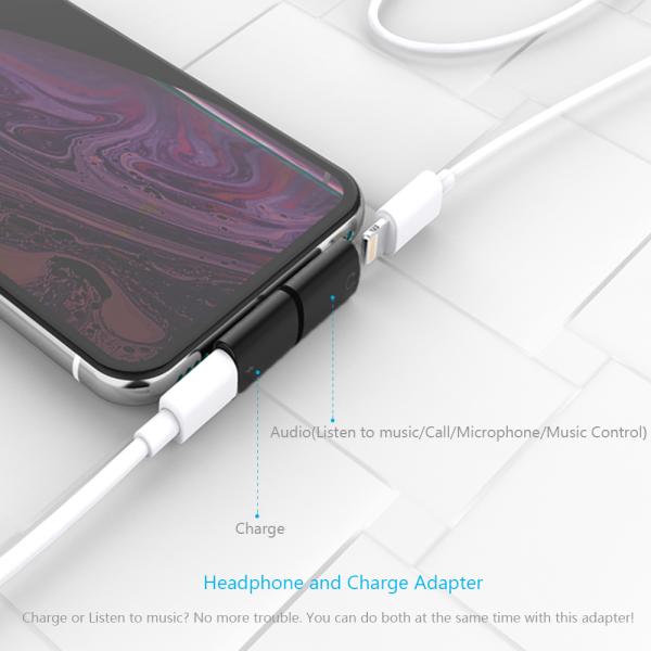 Dual Lightning Iphone Headphone Charger Splitter For IPhone XR X XS Max 7 8 Plus