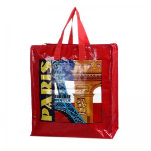China London Paris Design Pp Woven Shopping Bag Building Design Woven Polypropylene Bags With Handles on sale