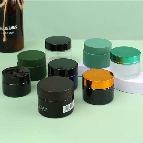 Straight Side Cosmetic Bottle Packaging 1 oz 2oz 4oz Clear Glass Cream Cosmetics Jar