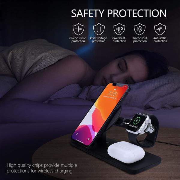 5W 3 In 1 Magsafe Wireless Charger Station 5V 1A For IPhone 12 AirPods