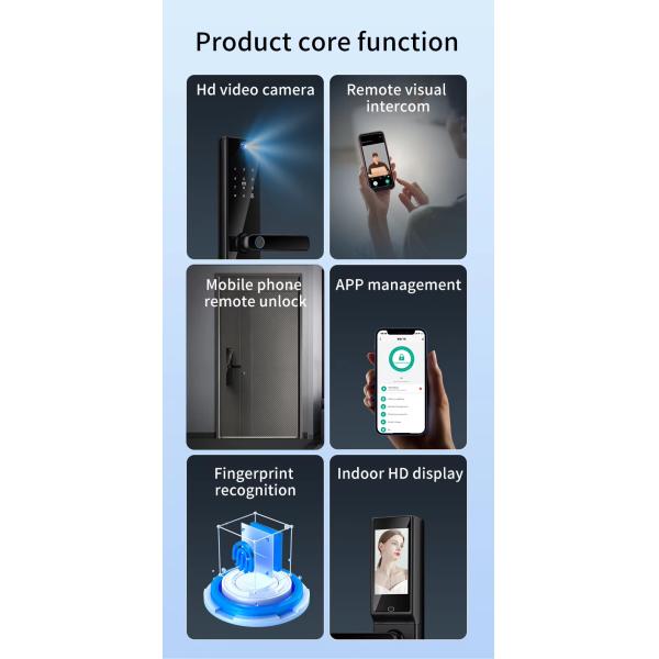 Qleung S819-2Max Tuya WiFi Fingerprint Card Key Code Smart Door Lock With Video Calling