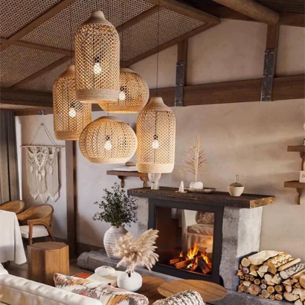 Bamboo Chandelier For Restaurant Rattan Chandelier Retro Art Homestay Tea Room Living Room Bar Rattan Lamp