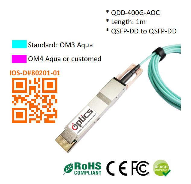 China QSFPDD-400G-AOC1M 400G QSFPDD To QSFPDD AOC (Active Optical Cable) Cables 1M 400g Aoc wholesale