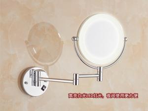 China Double Sided LED Mirror Tri Fold Backlit Vanity Wall Mirror Round Shape wholesale