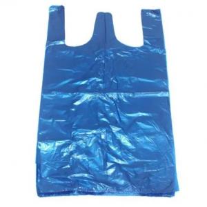 China OEM Blue Vest Style Plastic Carrier Bags 0.03mm Thickness Large Plastic Grocery Bags wholesale