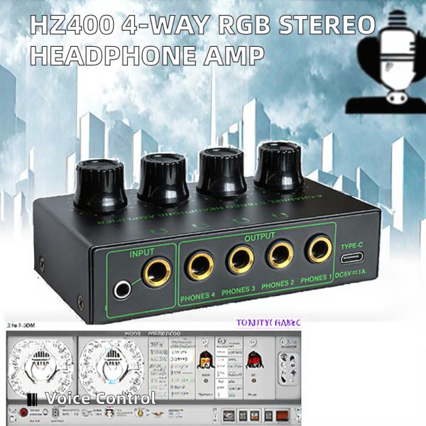 4-Way RGB Monitor Headphone Amplifier Stereo Audio Sound Card & Mixer Audio Headphone Distributor