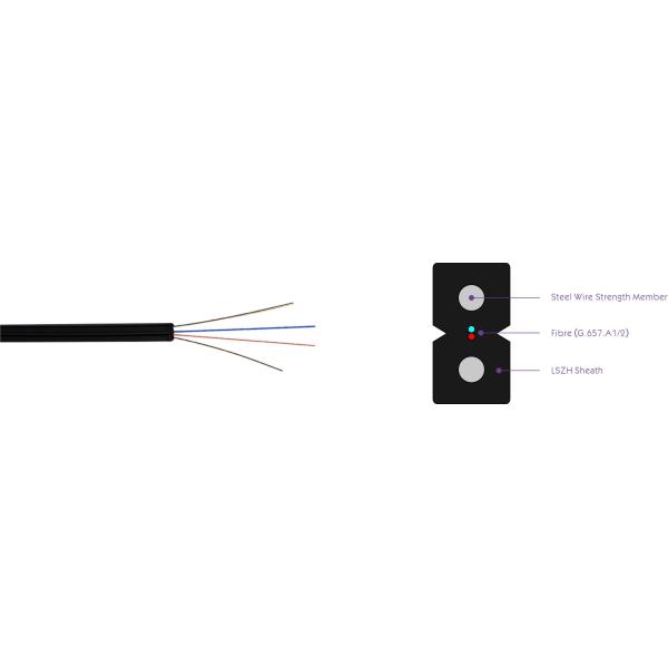 LSZH Bow Type Drop Cable GJXH Steel Wire Strength Member 2.0x3.0