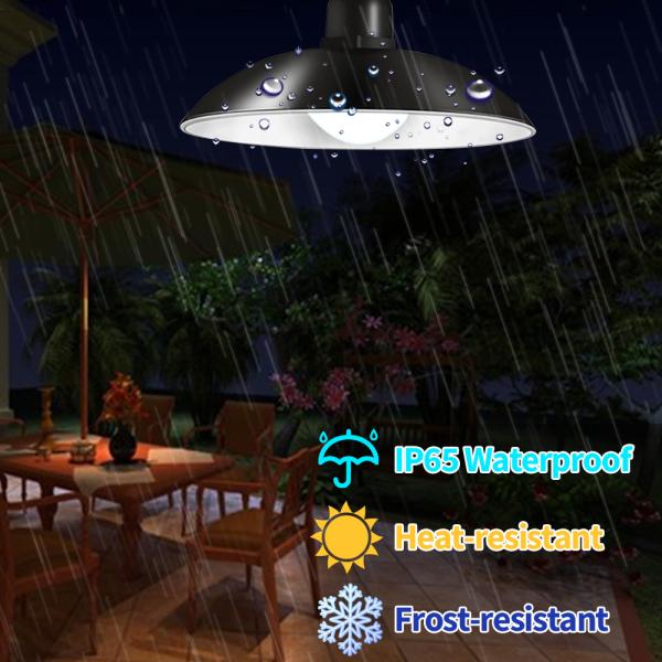 400lm IP65 Solar Powered Pendant Light Dusk To Dawn Light For Indoor Outdoor Garage