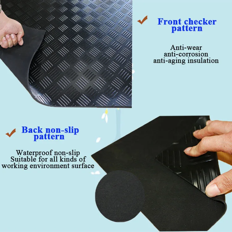 Premium Anti Slip Checker Plate Design With Additional Tear Strength Stall Mattress Rubber Mat Roll