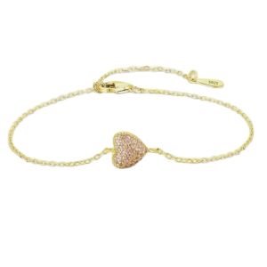 925 Sterling Silver Heart Bracelet with Zircon for Women