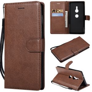 China Sony XZ2 Pure Color Leather Wallet Protective Case with Card Slots wholesale