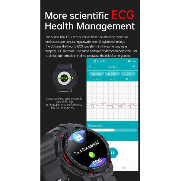 1.28inch Wearable Blood Pressure Monitor Smart Watch For Cycling 320mAh