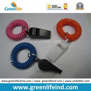 China Wrist Coil Strap Spiral Key Holder W/Promotional Plastic Whistle wholesale