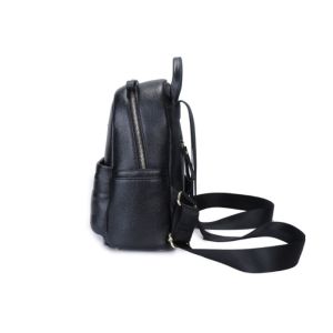 Real Cow Leather Multifunctional Bag , Large Capacity Student Black Backpack