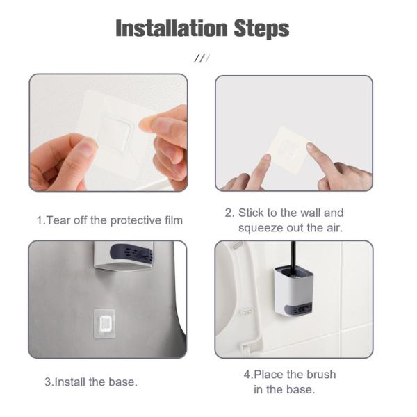 Detachable Base Silicone Flexible Toilet Brush Pp Durable Bristle Material