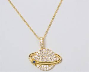 China Korean Jewellery Wholesale 925 Sterling Silver Rhodium Plated Paved CZ Diamond Necklace on sale